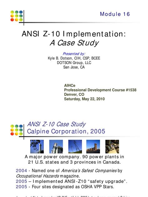 Dotson Ansi Z10 Case Study Pdf Strategic Management Safety