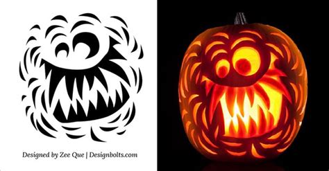 Free Halloween Scary Pumpkin Carving Stencils Patterns Templates
