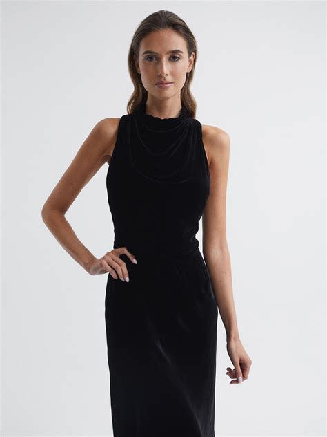 Reiss Giannon Velvet Midi Dress Reiss