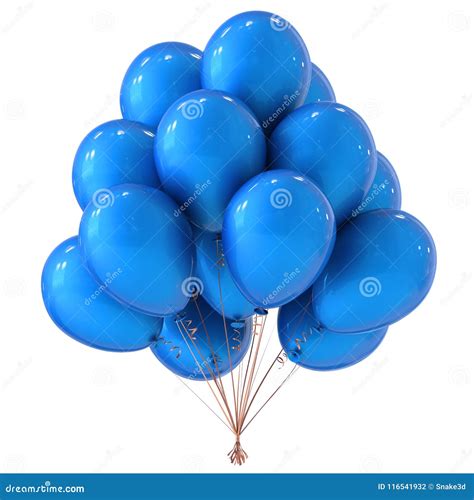 Blue Helium Balloons Bunch Party Decoration Classic Stock Illustration