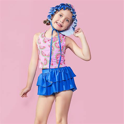 2017 Watermelon Two Piece Swimsuit Girls Tankini With Skirt Kids