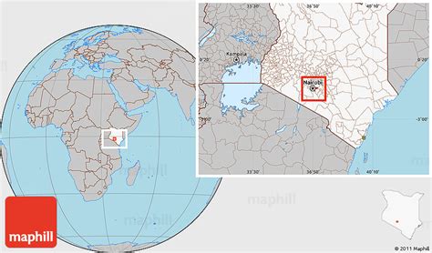 Gray Location Map Of Nairobi Highlighted Country