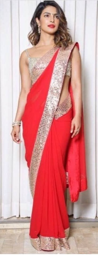 Priyanka Chopra Style Red Saree Priyanka Chopra Saree Red Saree Priyanka Chopra Wedding