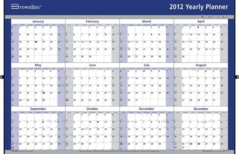 Brownline 2012 Yearly Wall Calendar Printed On Both Sides