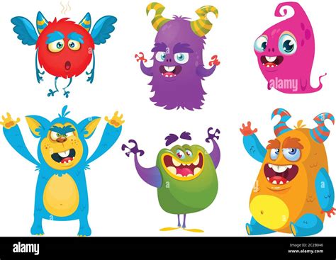 Cartoon Monsters Vector Set Of Cartoon Monsters Isolated Design For Print Party Decoration T