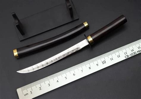 Classic Samurai Swords Katana Mini Damascus Fixed Knife Ebony Handle