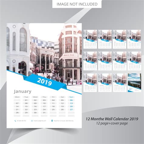 Calendario De Pared 2019 Vector Premium