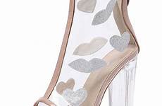 transparent plastic heel clear boots zaful ankle zipper apricot