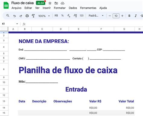Planilha de Fluxo de Caixa para MEI Josefa Marta Araújo lisboa Hotmart