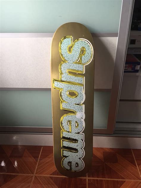 Supreme Bling Logo Skate Deck Gold Sports Equipment Sports And Games