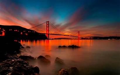 Sunset Golden Gate Resolution Bridge San Francisco