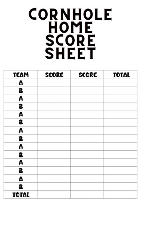 Free Printable Cornhole Scoresheets Click Cornhole Boss