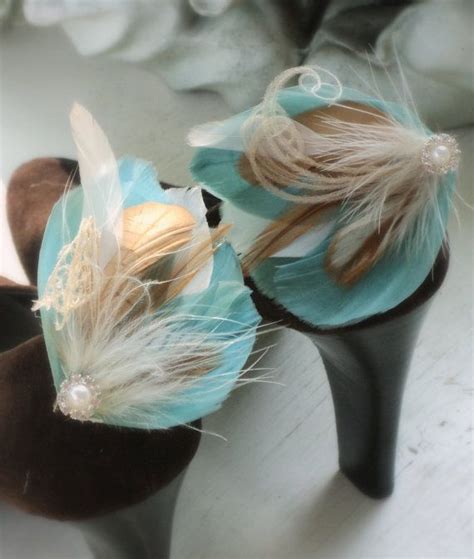 Something Blue Dusty Blue Feather Shoe Clips By Somethingmused 30 00 Feather Shoes Blue