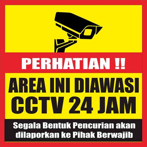 Jual Papan Akrilik Perhatian Area Ini Diawasi CCTV 24jam Ukuran 30x30cm