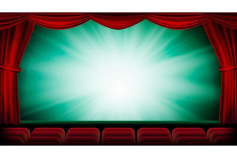 Theater Curtain Vector Theater Opera Or Cinema Scene Green