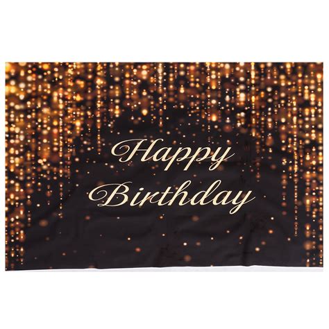 Happy Birthday Party Backdrop Black And Gold Glitter Photography
