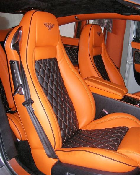 bentley continental gt custom interior orange and black diamond stitch seats and door panels