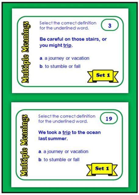 Multiple Meaning Words First Grade Writing 2nd Grade Reading School