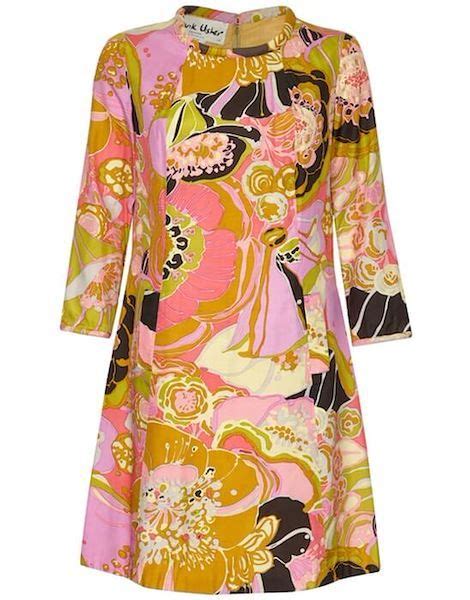 frank usher 1960s silk psychedelic print shift dress with fluted sleeves uk size 12 14 in 2020