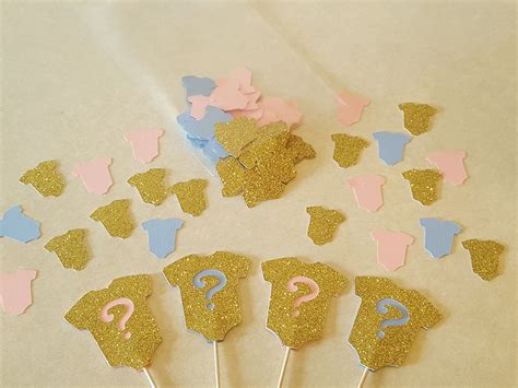 Gender Reveal Cupcake Topper Gender Reveal Onesie Reveal Etsy