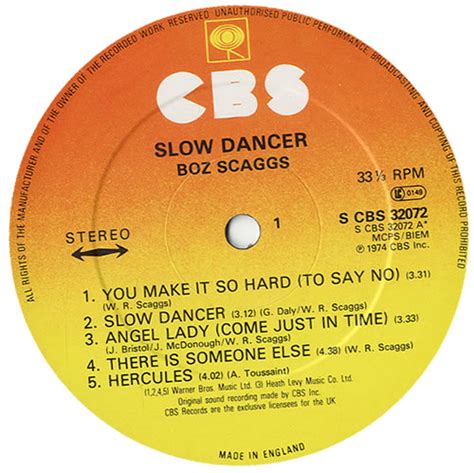 Boz Scaggs Slow Dancer Uk Vinyl Lp Album Lp Record 578477