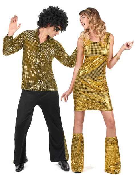 70er Jahre Disco Paarkostüm Für Erwachsene Gold Paarkostümeund
