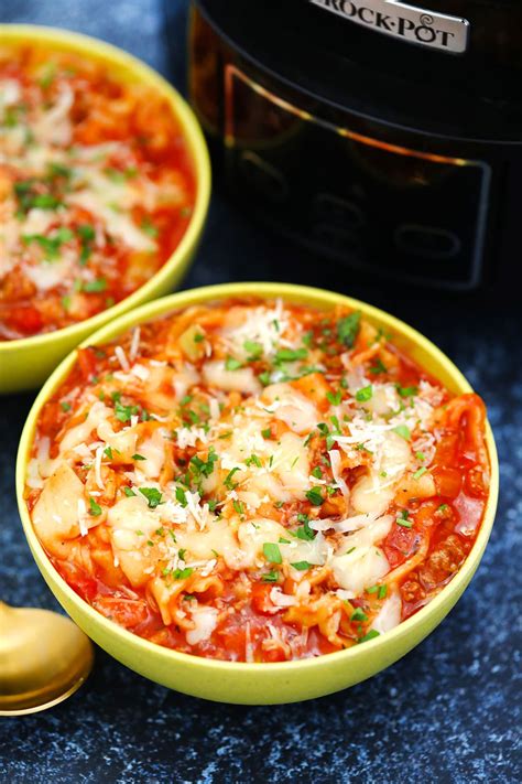 Easy Slow Cooker Lasagna Soup Sweet And Savory Meals