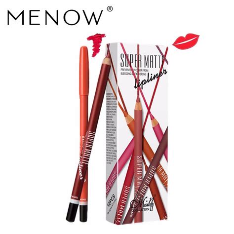 Menow Brand 12colorset High Quality Super Matte Eyeliner Lipliner Pencil Lasting Waterproof