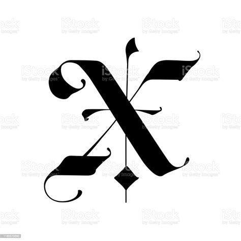 Letter X In The Gothic Style Vector Alphabet The Symbol Is Isolated On