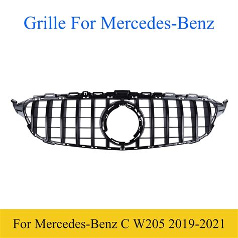 Gt Style Car Front Grill Grills Blacksilver For Mercedes Benz Lci C