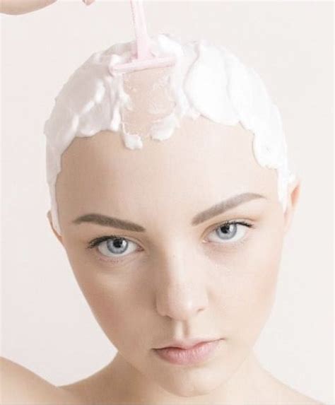 Pin By David Connelly On Bald Women Covered In Shaving Cream 02 Bald Head Women Bald Women