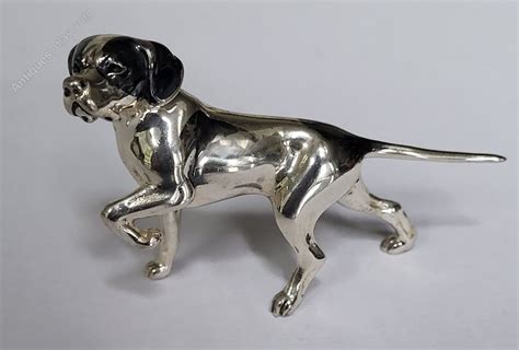 Antiques Atlas Saturno Silver And Enamel Pointer Dog