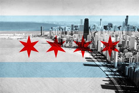 Chicago City Flag Downtown Skyline Canvas Art By Icanvas Icanvas