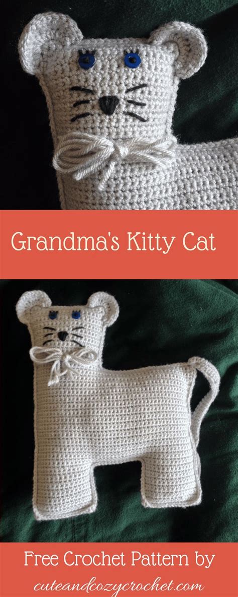 The original pattern and the photos are available on ravelry here: Grandma's Kitty Cat | Crochet patterns, Crochet, Cute crochet