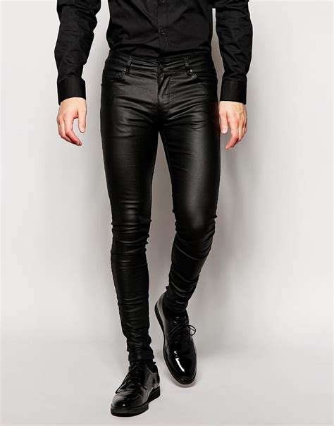Asos Extreme Super Skinny Jeans In Leather Look Super Skinny Jeans Men Mens Leather Pants