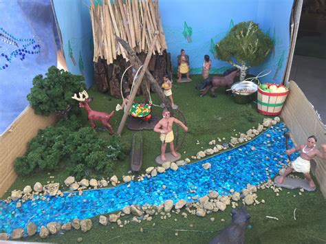 My Daughters Native American Diorama I Love How The Sparkly Water