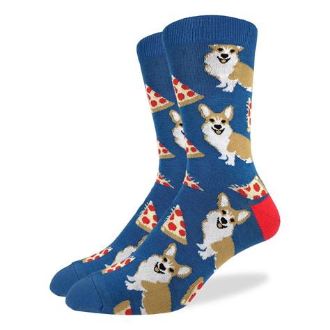 Mens Corgi Pizza Socks Good Luck Sock