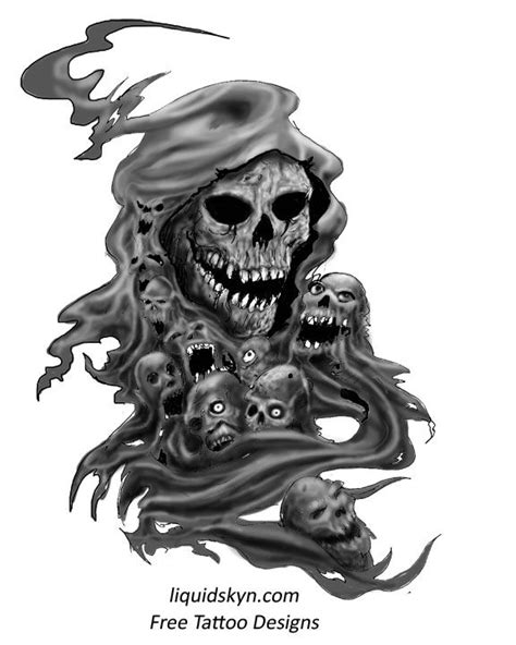Reaper Tattoo Grim Reaper Tattoo Evil Skull Tattoo