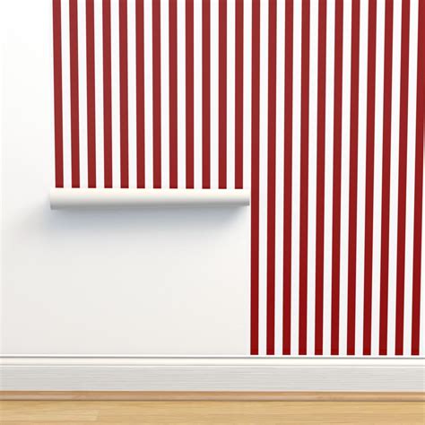 Nautical Red And White Vertical Stripes Wallpaper Spoonflower