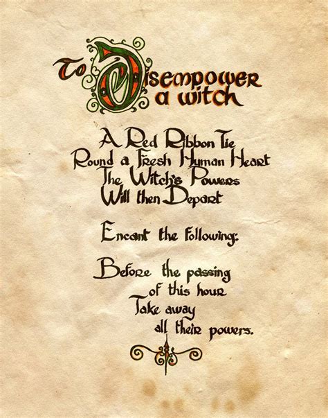 Witches Spell Book Pages To Disempower A Witch By Charmed Bos