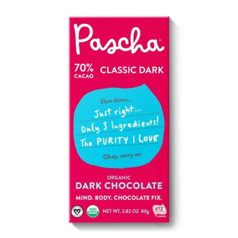 Pascha Organic 70 Cacao Dark Chocolate Bar 2 82 Oz Ralphs