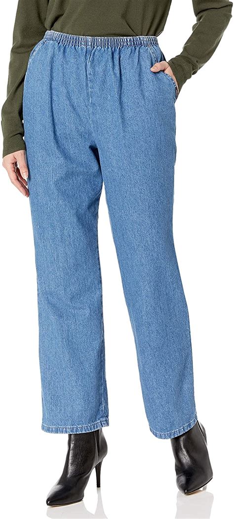 Chic Classic Collection Womens Petite Cotton Pull On Pant With Blue