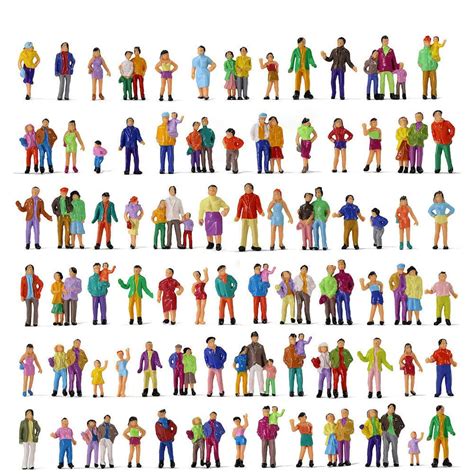 Buy 100pcs 187 Painted Figures Ho Scale Standing People Sitting Pose