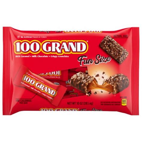 100 Grand Crispy Milk Chocolate With Caramel Fun Size Candy Bars Trick