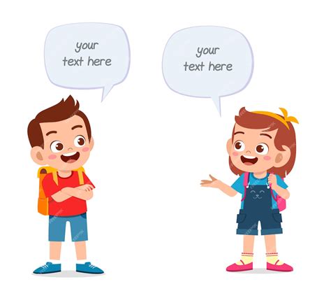 Premium Vector Happy Cute Kids Boy And Girl Talking Each Other