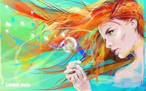Wallpaper Face Drawing Illustration Women Redhead Hands Flowers
