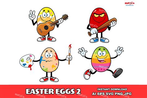 Easter Egg Cartoon Mascot Character 2 By Hittoon Thehungryjpeg