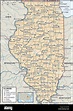 Mapa político de Illinois Fotografía de stock - Alamy