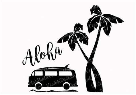 Aloha SVG Hawaii Tropical Clipart Silhouette Designs Svg VW Etsy