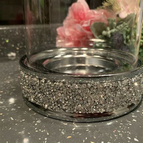 Crushed Diamante Hurricane Jewel Diamante Glass Wedding Table Candle